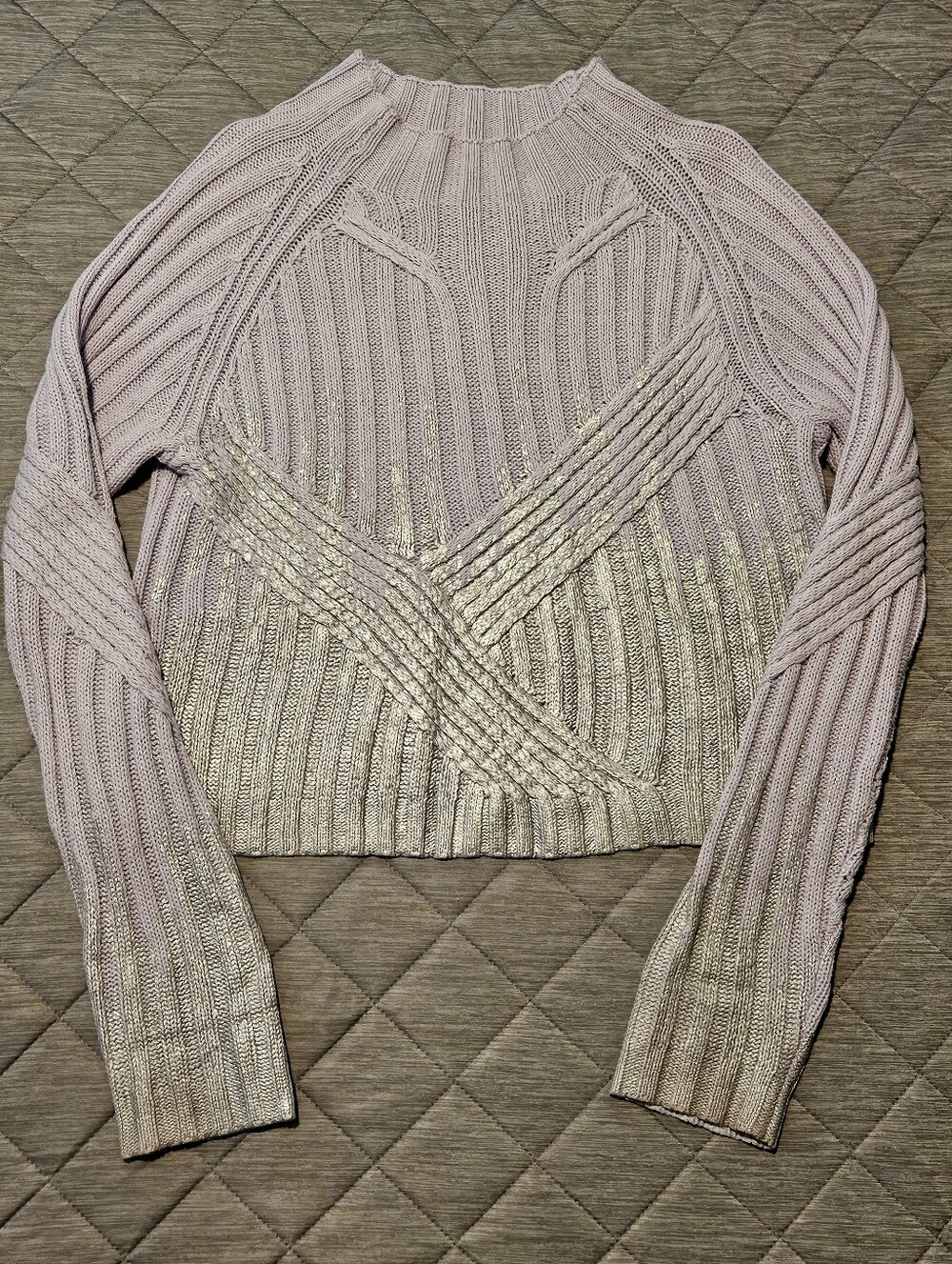 Wildfox Lilac Silver Ombre Ribbed Sweater Size XS Purple Violet Winter Fall - Picture 2 of 8